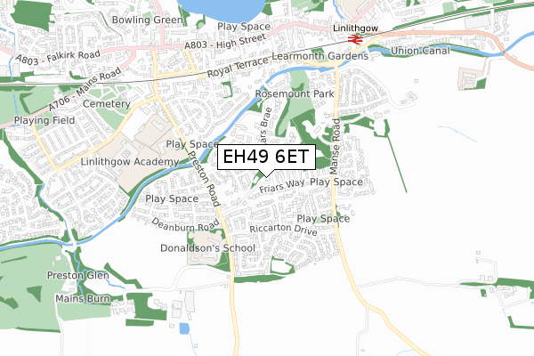 EH49 6ET map - small scale - OS Open Zoomstack (Ordnance Survey)