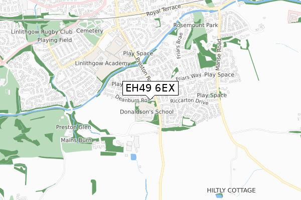 EH49 6EX map - small scale - OS Open Zoomstack (Ordnance Survey)