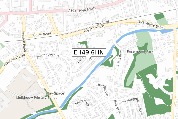 EH49 6HN map - large scale - OS Open Zoomstack (Ordnance Survey)