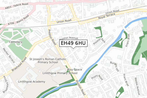 EH49 6HU map - large scale - OS Open Zoomstack (Ordnance Survey)