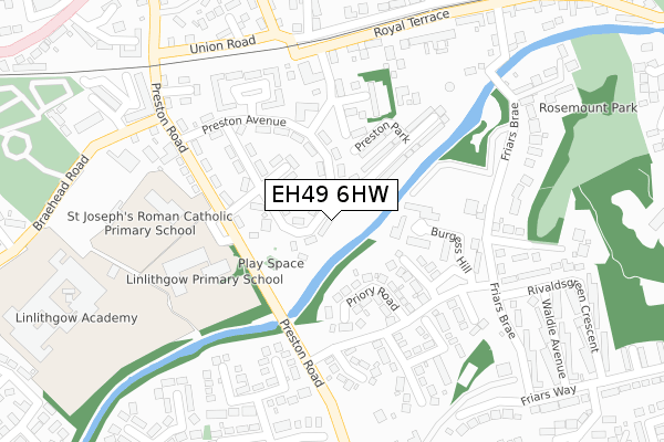 EH49 6HW map - large scale - OS Open Zoomstack (Ordnance Survey)