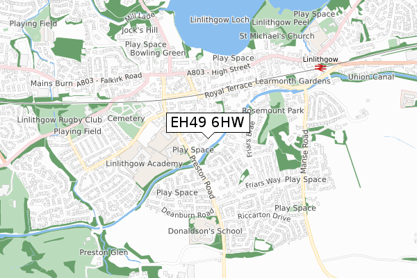 EH49 6HW map - small scale - OS Open Zoomstack (Ordnance Survey)