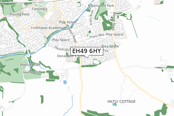 EH49 6HY map - small scale - OS Open Zoomstack (Ordnance Survey)