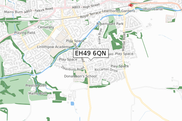 EH49 6QN map - small scale - OS Open Zoomstack (Ordnance Survey)