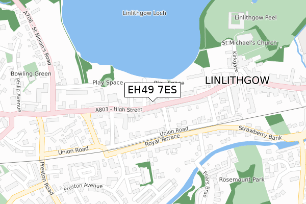 EH49 7ES map - large scale - OS Open Zoomstack (Ordnance Survey) EH49 7ES map - large scale - OS Open Zoomstack (Ordnance Survey)