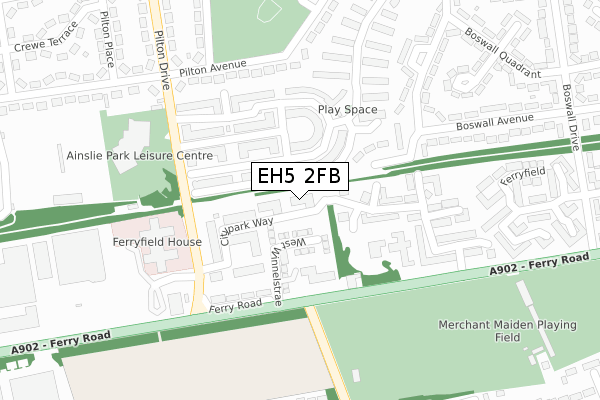 EH5 2FB map - large scale - OS Open Zoomstack (Ordnance Survey)