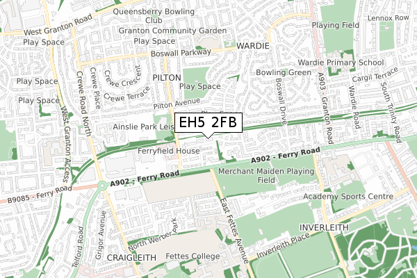 EH5 2FB map - small scale - OS Open Zoomstack (Ordnance Survey)