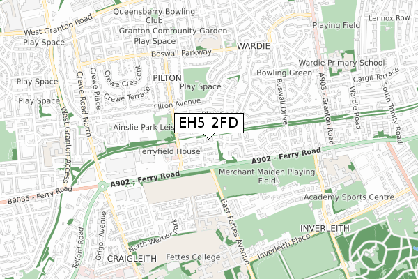 EH5 2FD map - small scale - OS Open Zoomstack (Ordnance Survey) EH5 2FD map - small scale - OS Open Zoomstack (Ordnance Survey)