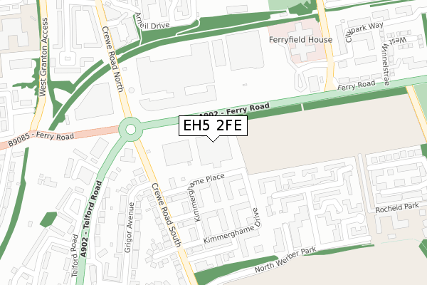 EH5 2FE map - large scale - OS Open Zoomstack (Ordnance Survey)