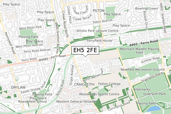 EH5 2FE map - small scale - OS Open Zoomstack (Ordnance Survey)