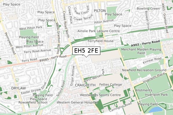EH5 2FE map - small scale - OS Open Zoomstack (Ordnance Survey) EH5 2FE map - small scale - OS Open Zoomstack (Ordnance Survey)