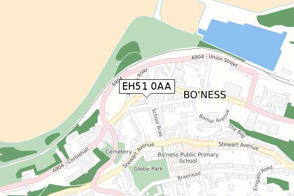 EH51 0AA map - large scale - OS Open Zoomstack (Ordnance Survey)