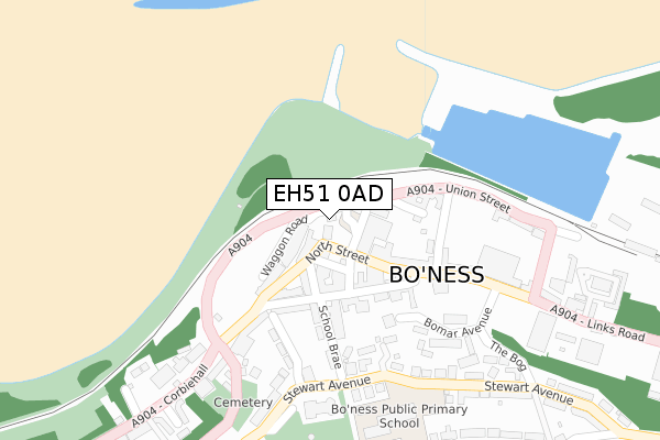 EH51 0AD map - large scale - OS Open Zoomstack (Ordnance Survey)