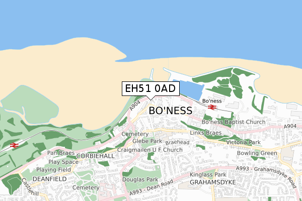 EH51 0AD map - small scale - OS Open Zoomstack (Ordnance Survey)