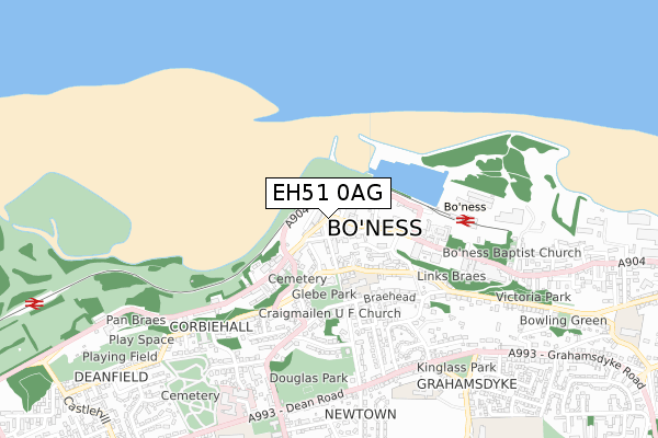 EH51 0AG map - small scale - OS Open Zoomstack (Ordnance Survey)