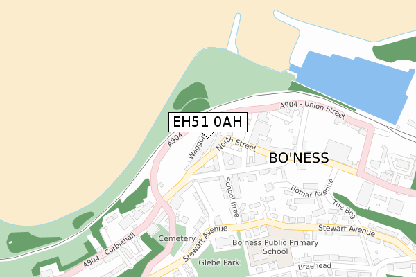 EH51 0AH map - large scale - OS Open Zoomstack (Ordnance Survey)