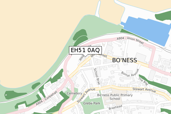 EH51 0AQ map - large scale - OS Open Zoomstack (Ordnance Survey)