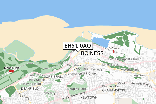 EH51 0AQ map - small scale - OS Open Zoomstack (Ordnance Survey)