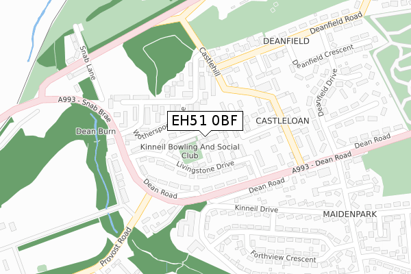 EH51 0BF map - large scale - OS Open Zoomstack (Ordnance Survey)