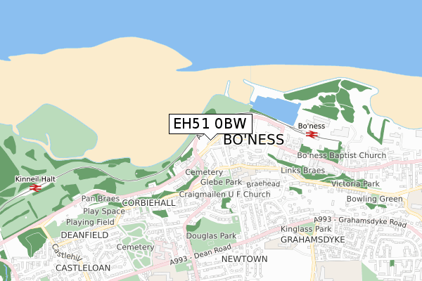 EH51 0BW map - small scale - OS Open Zoomstack (Ordnance Survey)
