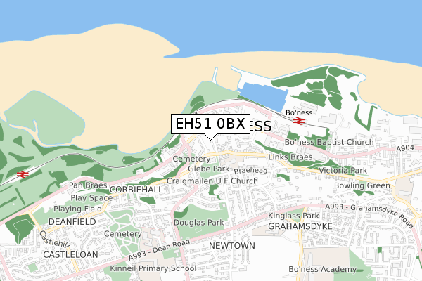 EH51 0BX map - small scale - OS Open Zoomstack (Ordnance Survey)