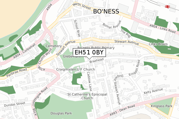 EH51 0BY map - large scale - OS Open Zoomstack (Ordnance Survey)