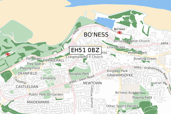 EH51 0BZ map - small scale - OS Open Zoomstack (Ordnance Survey)