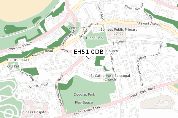 EH51 0DB map - large scale - OS Open Zoomstack (Ordnance Survey)