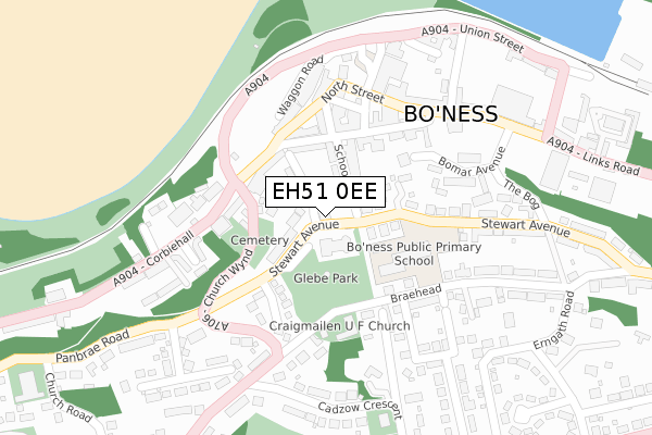 EH51 0EE map - large scale - OS Open Zoomstack (Ordnance Survey)