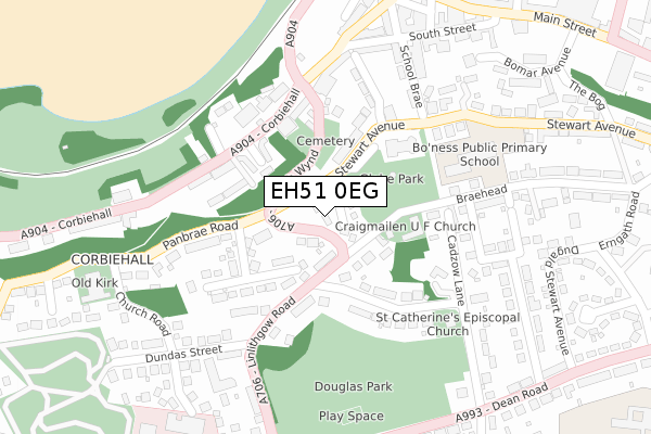EH51 0EG map - large scale - OS Open Zoomstack (Ordnance Survey)