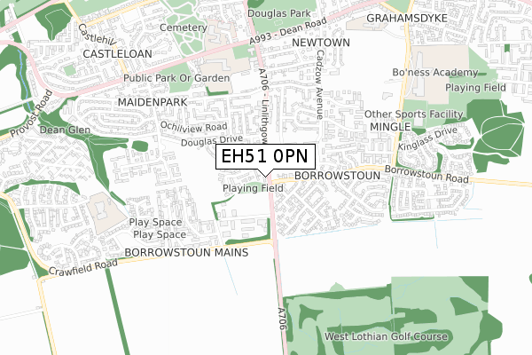 EH51 0PN map - small scale - OS Open Zoomstack (Ordnance Survey)