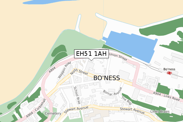 EH51 1AH map - large scale - OS Open Zoomstack (Ordnance Survey)
