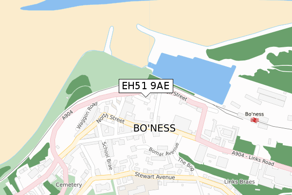 EH51 9AE map - large scale - OS Open Zoomstack (Ordnance Survey)