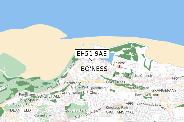 EH51 9AE map - small scale - OS Open Zoomstack (Ordnance Survey)
