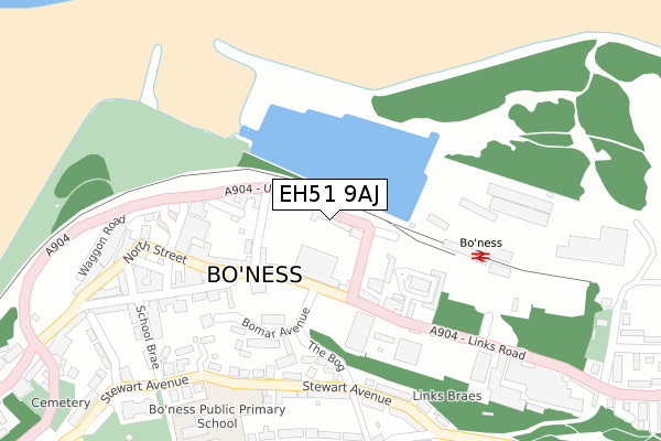 EH51 9AJ map - large scale - OS Open Zoomstack (Ordnance Survey)