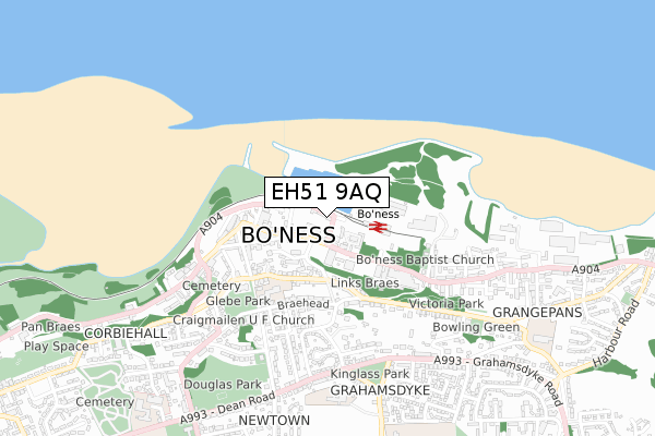 EH51 9AQ map - small scale - OS Open Zoomstack (Ordnance Survey)