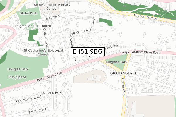 EH51 9BG map - large scale - OS Open Zoomstack (Ordnance Survey)