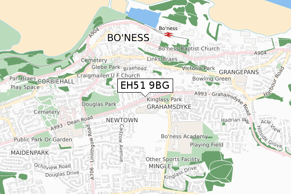 EH51 9BG map - small scale - OS Open Zoomstack (Ordnance Survey)