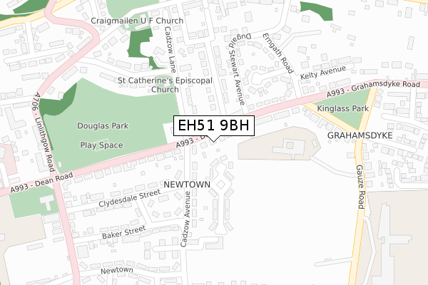 EH51 9BH map - large scale - OS Open Zoomstack (Ordnance Survey)