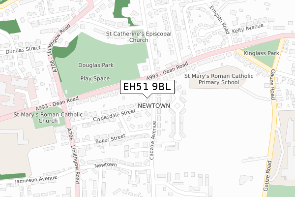 EH51 9BL map - large scale - OS Open Zoomstack (Ordnance Survey)