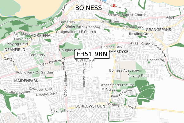 EH51 9BN map - small scale - OS Open Zoomstack (Ordnance Survey)