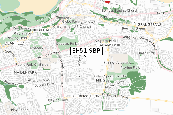 EH51 9BP map - small scale - OS Open Zoomstack (Ordnance Survey)