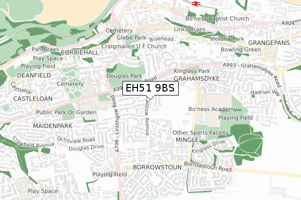 EH51 9BS map - small scale - OS Open Zoomstack (Ordnance Survey)