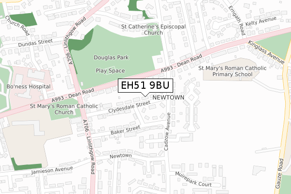 EH51 9BU map - large scale - OS Open Zoomstack (Ordnance Survey)