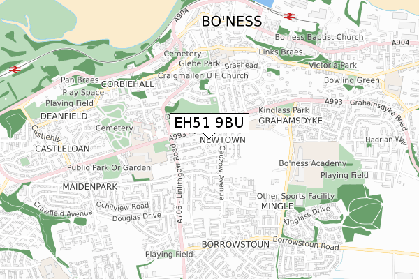 EH51 9BU map - small scale - OS Open Zoomstack (Ordnance Survey)