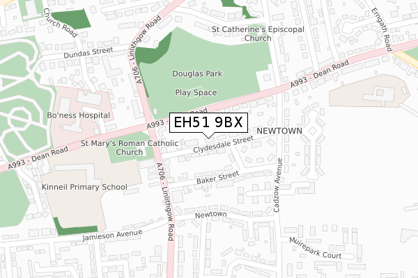 EH51 9BX map - large scale - OS Open Zoomstack (Ordnance Survey)