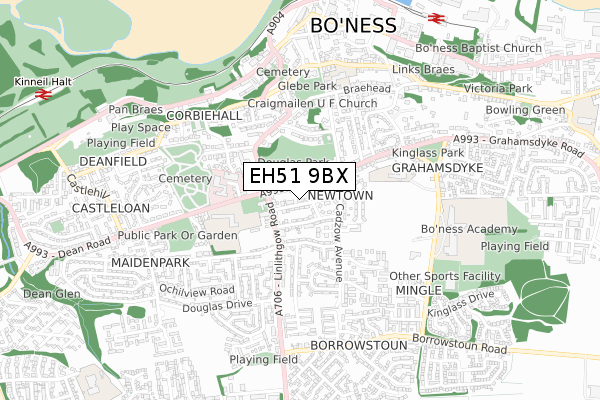 EH51 9BX map - small scale - OS Open Zoomstack (Ordnance Survey)