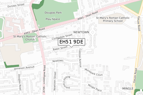 EH51 9DE map - large scale - OS Open Zoomstack (Ordnance Survey)