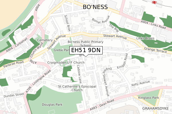 EH51 9DN map - large scale - OS Open Zoomstack (Ordnance Survey)