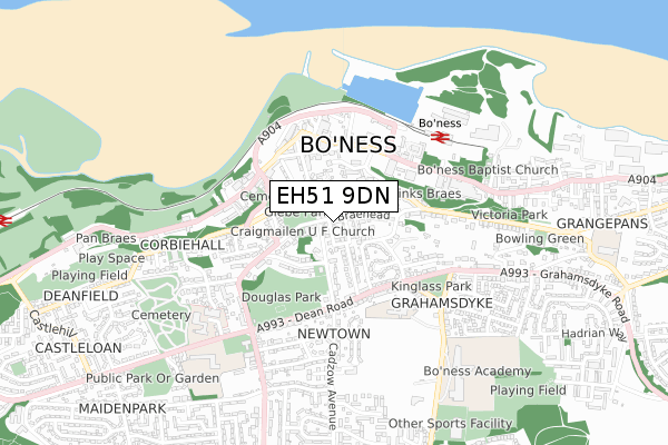 EH51 9DN map - small scale - OS Open Zoomstack (Ordnance Survey)